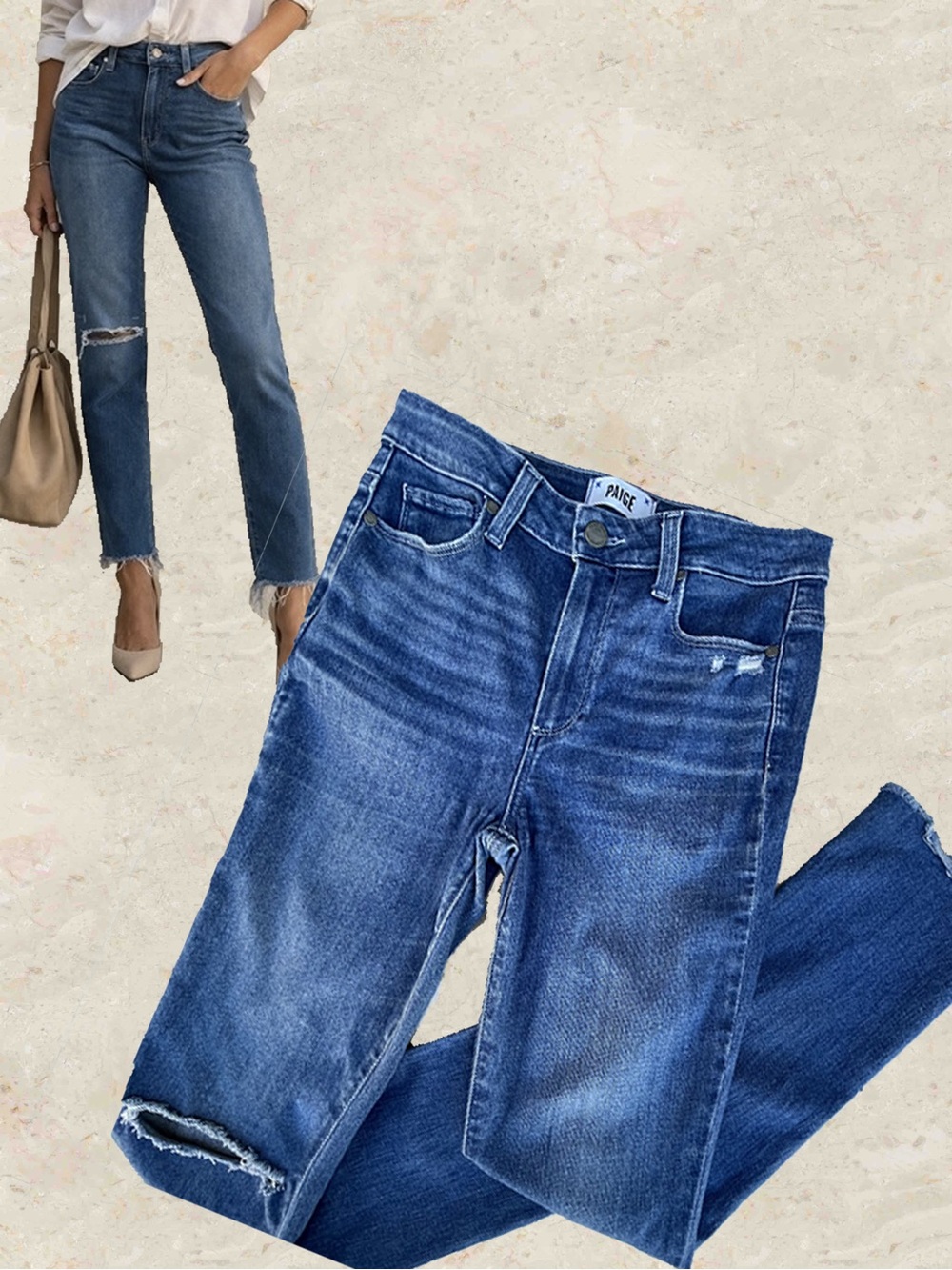PAIGE Hoxton Slim Jeans in Serene Destructed Wash W 27